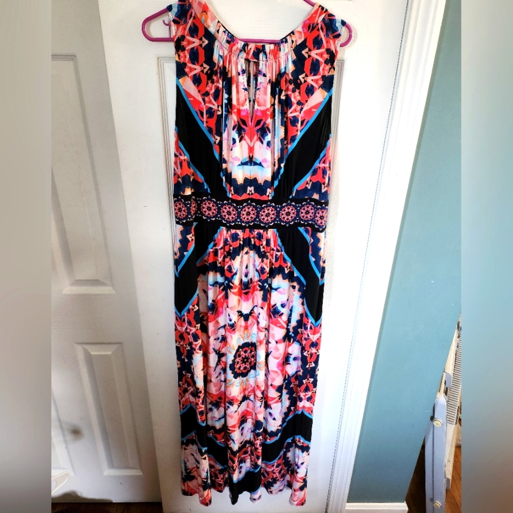 London Times Pink Floral Summer Maxi Dress